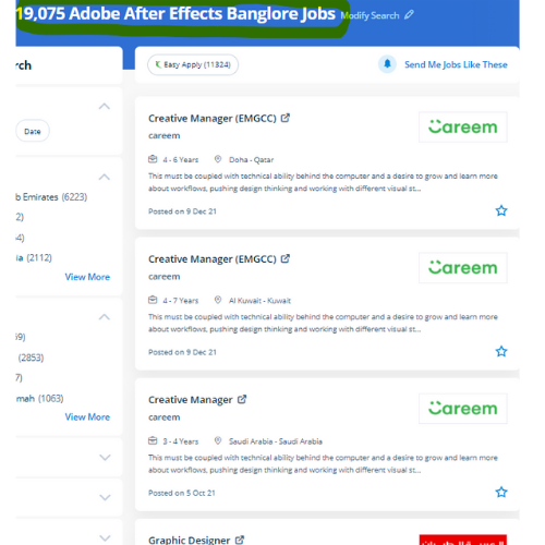 Adobe After Effects internship jobs in Chennai