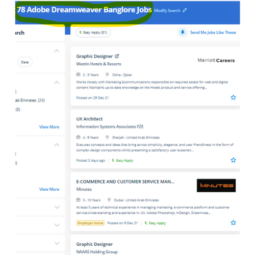 Adobe Dreamweaver internship jobs in Chennai