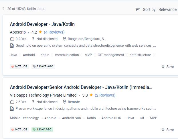 Android internship jobs in Bangalore