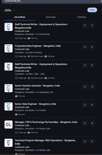 CockroachDB internship jobs in Hyderabad
