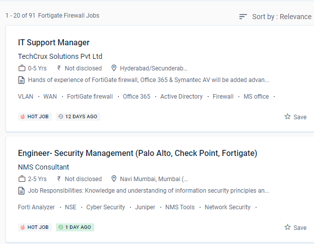 Fortinet Firewall internship jobs in Pune